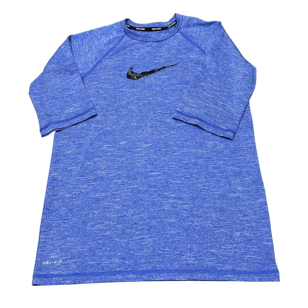 Nike Swimwear Boys Blue Dri-FIT Camo Swoosh Rash Guard Shirt Size L 12-13yrs
